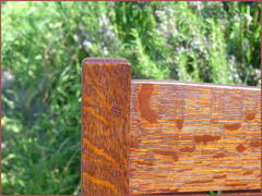Close-up of double pinned mortise and tenon joint. 